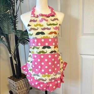 Kids, Colorful Mustache and Polka Dot Apron